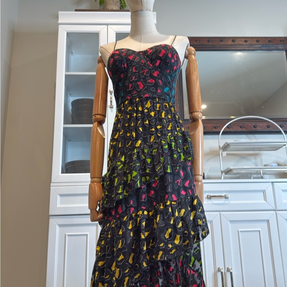 Alice + Olivia Pink and Red Embellished Tiered Maxi Dress - Picture 3 of 12